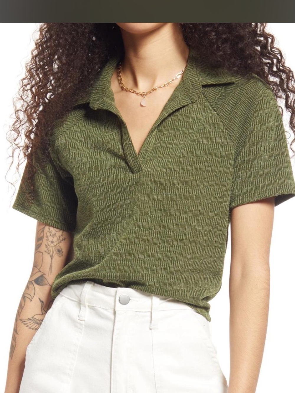 BP Dark Green Collared top